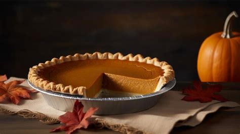 Premium Ai Image A Pumpkin Pie With A Slice Missing