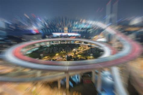 Aerial View Of Shanghai Overpass At Night In China Stock Photo Image