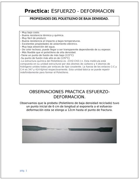 Propiedades Del Polietileno De Baja Densidad Practica Esfuerzo