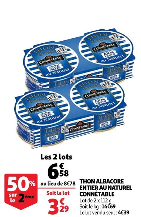 Promo Conn Table Thon Albacore Entier Au Naturel Chez Auchan