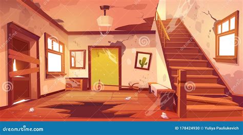 Old Abandoned House Hallway At Daytime Stock Vector Illustration Of