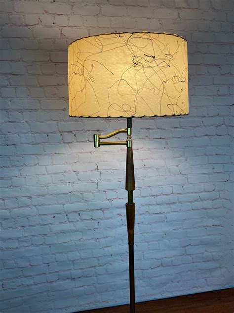 MCM Floor Lamp Mid Century Floor Lamp Fiberglass Shade Floor Lamp