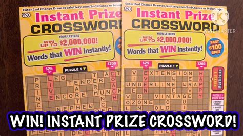 WIN INSTANT PRIZE CROSSWORD CA Scratchers YouTube