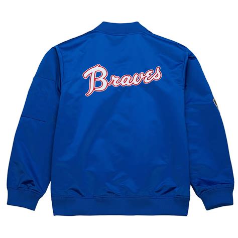 Satin Full-Zip Vintage Logo Atlanta Braves Royal Bomber Jacket