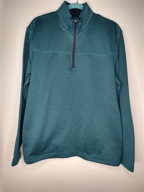 Callaway Golf Shirt Zip Knit Pullover Mens M Teal Green Black