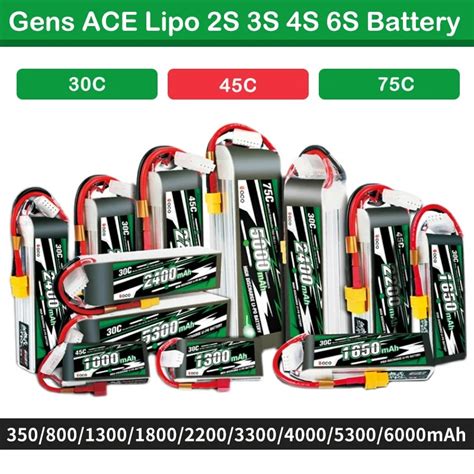 Gens ACE Lipo 2S 3S Lithium Battery 11 1V 800 1000 1300 1800 2200 3300