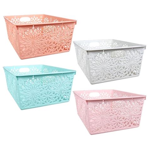 Colorful Floral Pattern Slotted Plastic Baskets Plastic Baskets