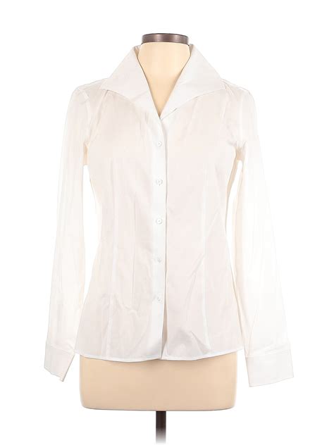 Talbots Solid White Ivory Long Sleeve Button Down Shirt Size 6 82