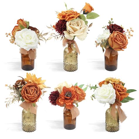 Buy Rinlong 6Pcs Assorted Flower Centerpieces For Wedding Fall Tables