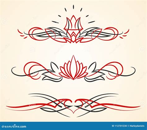 Pinstriping Flourish Vector Ornaments Set Stock Vector Illustration