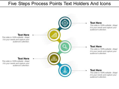 Five Steps Process Points Text Holders And Icons Powerpoint