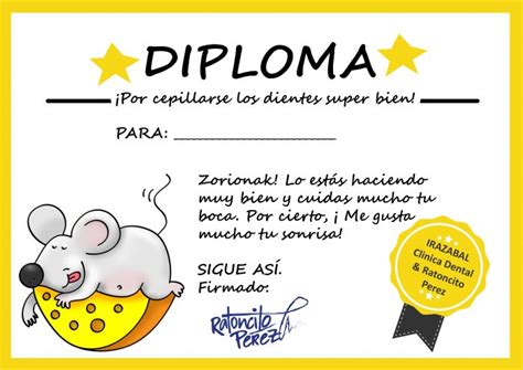 Diploma Del Ratoncito Perez Para Ni Os As Irazabal