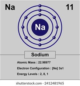 Sodium Electron Configuration Diagram Atomic Mass Stock Illustration ...