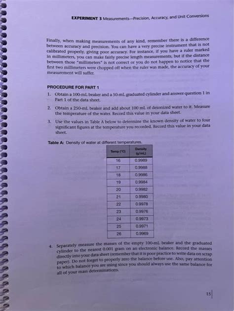 Experiment 3 Measurements Precision Accuracy And