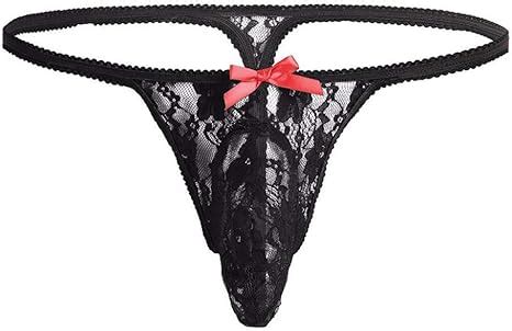 WANFJ Sexy Encaje De Lencería Hueca Hombres Gay Jockstrap Ropa Interior Sexy Bowknot Tanga