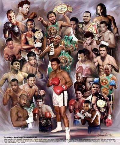 A Historical Sports Art Print That Features True Boxing Champions From