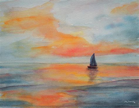 Sailboat Watercolor Painting Painting by Ken Figurski