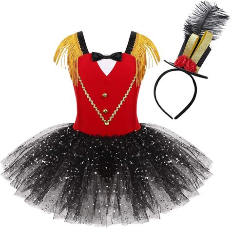 Chictry Enfant Fille Robe Costume Cirque Ringmaster Paillettes Robe