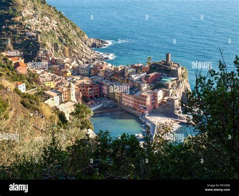 Vernazza Italy Ancient Village On The Eastern Ligurian Coast Colored