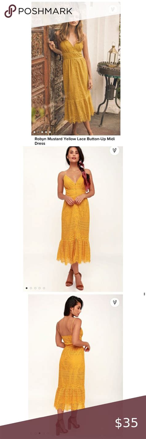 Lulus Robyn Mustard Yellow Lace Midi Dress Lace Midi Dress Midi