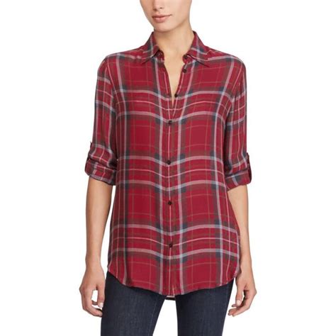 Ralph Lauren Plaid Twill Shirt Womens Shirts And Blouses Pink Multi Vsb Enggcollege Women