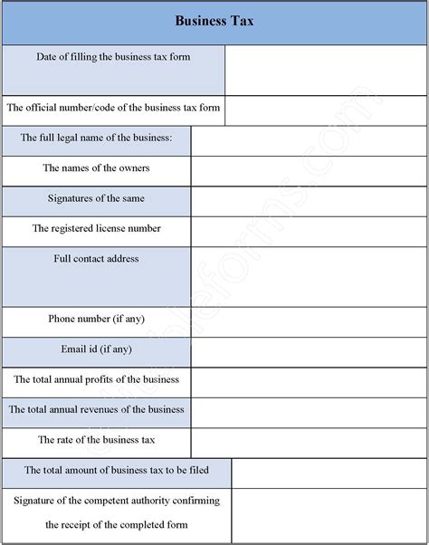 Business Tax Fillable PDF Form | Editable PDF Forms