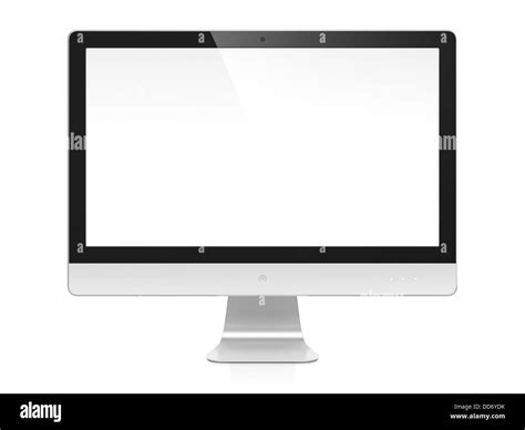 Computer monitor with white blank screen isolated on white background ...