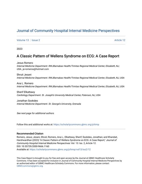 (PDF) A Classic Pattern of Wellens Syndrome on ECG: A Case Report