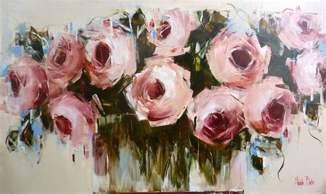 Pink Roses X Cm Nicole Pletts Abstract Flower Painting Impasto