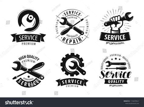 Service Repair Set Labels Logos Maintenance Stock Vector Royalty Free