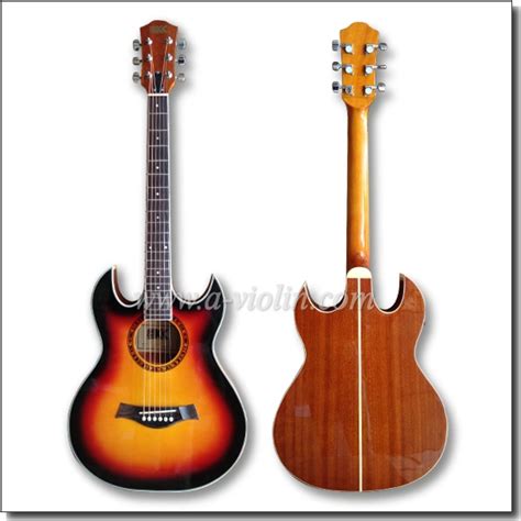 Double Cutaway Sunburst Electric Acoustic Guitar With Eq Af A Dce