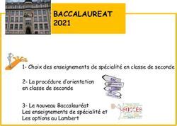 BACCALAUREAT 2021 1 Choix des enseignements de spécialité en classe de