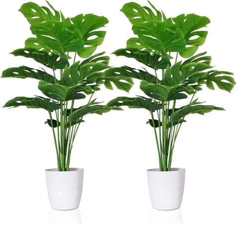 Amazon De Yuanlne 2er Set Kunstpflanzen Monstera Mit Topf 70cm