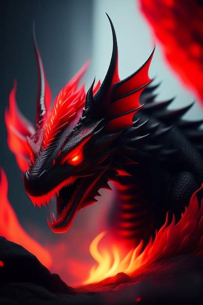 Premium AI Image | A dragon with red eyes and a red glowing eye.