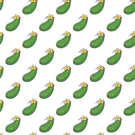 Premium Vector Cute Zucchini Seamless Pattern In Doodle Style Vector