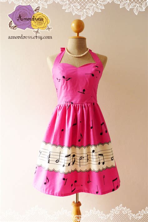 Music Lover Hot Pink Dress Retro Party Cocktail Bridesmaid Choir