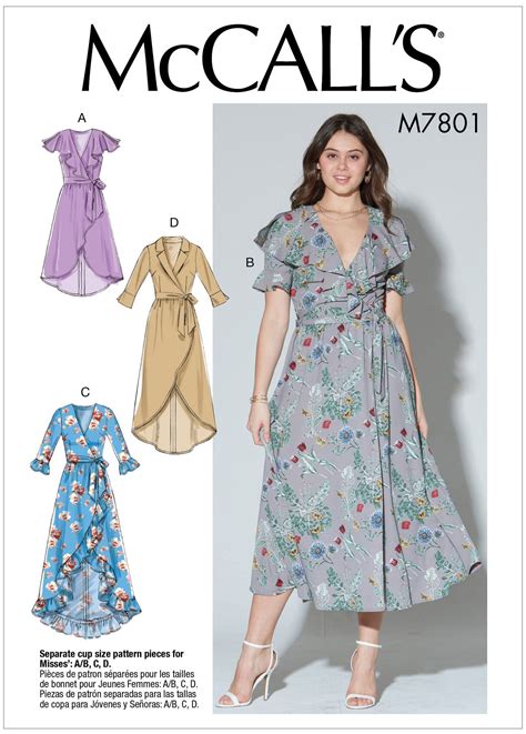 Mccall S Misses Dresses And Belt Sewing Pattern Wrap Dress