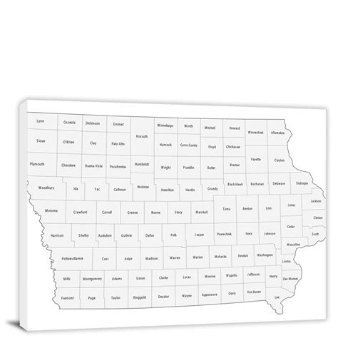 Iowa Counties Map 2022 Canvas Wrap