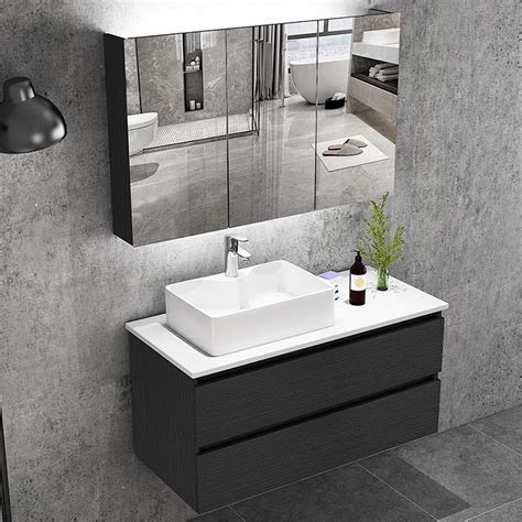 Modern Bathroom Solid Wood Wall Mounted Washbasin Cabinet Design