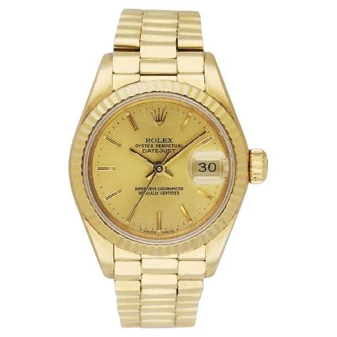 Rolex President Datejust 18k Yellow Gold Champagne Dial Ladies Watch 69178 For Sale At 1stdibs