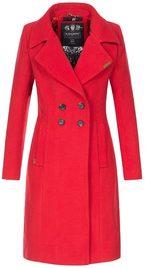 Navahoo Wooly Damen Trenchcoat Winter Mantel B Rot Gr E Xxxl Gr