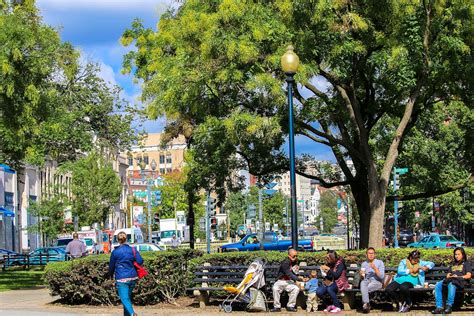 People sitting in Dupont Circle, Washington, D.C.