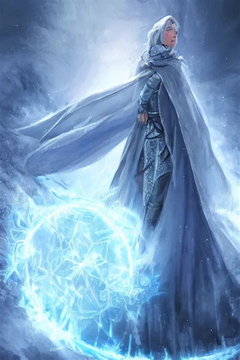 An Ice Mage Wearing A Cloak Surrounded By Ice Stable Diffusion