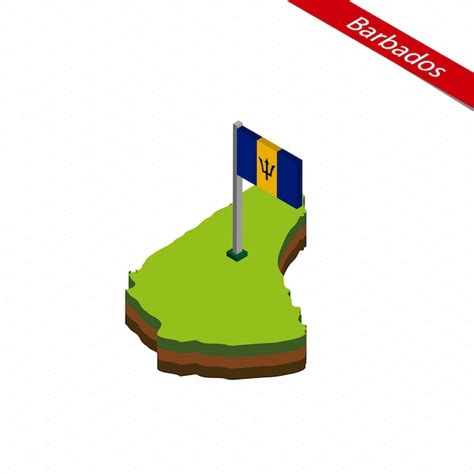 Barbados Isometrische Karte Und Flagge Vector Illustration Premium Vektor