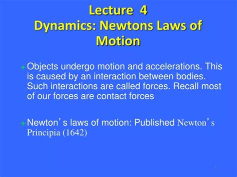 Ppt Lecture Dynamics Newtons Laws Of Motion Powerpoint