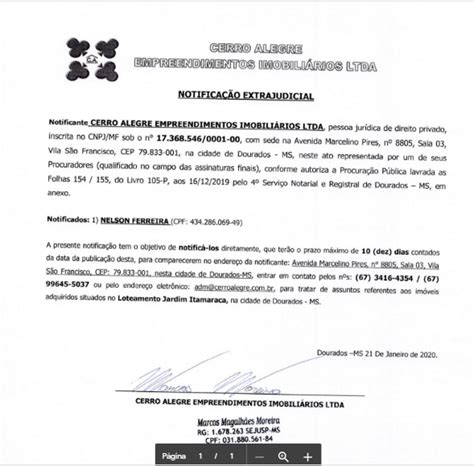 Notificação Extrajudicial Rio Brilhante Em Tempo Real