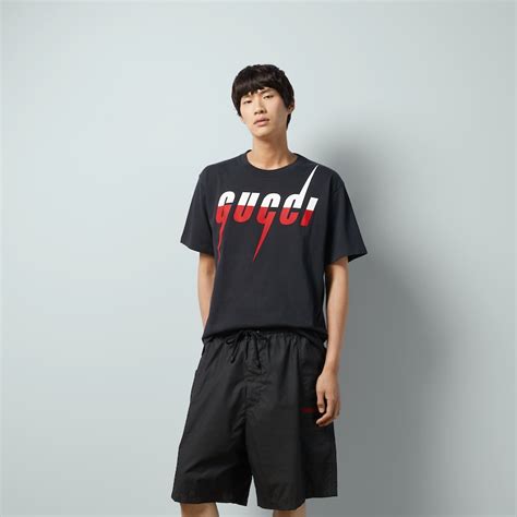 Black Cotton T Shirt With Gucci Blade Print Gucci® Us