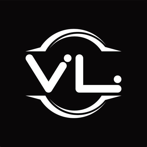 Vl Logo Monogram With Circle Rounded Slice Shape Design Template