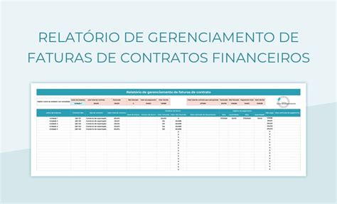 Planilhas Relatório De Gerenciamento De Faturas De Contratos