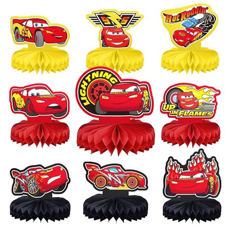 Pcs Lightning Car Mcqueen Theme Honeycomb Centerpieces 57 Off